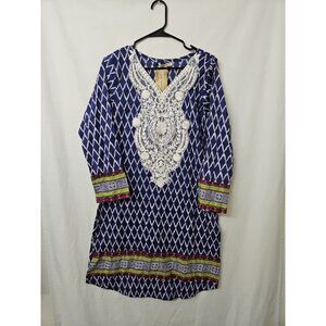 NWT Womens Sz 10 Cotton Kurti Traditional Shirt Dress Pakistan Indian Embroidery